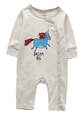 stylesilove Chic and Fun Animal Character Infant Baby Boy Long Sleeve Cotton Jumpsuit Outfit