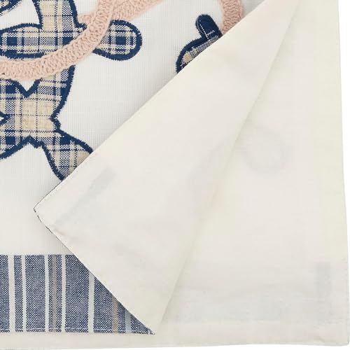 Fennco Styles Navy Blue Helm & Anchor Table Runner 14" W x 72" – Nautical Design Table Runner for Home, Seaside Dining, Beach House, Themed Party Décor and Special Events
