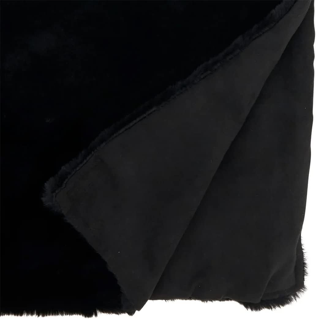 Fennco Styles Modern Solid Faux Rabbit Fur Table Runner 14" W x 72" L – Black Plush Table Cover for Dining Room, Banquets, Family Gatherings, Holidays, Special Events and Home Décor