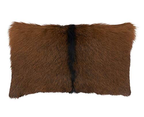 Fennco Styles Glam Goat Fur Decorative Throw Pillow - Brown Accent Throw Pillow for Couch, Bedroom and Living Room Décor