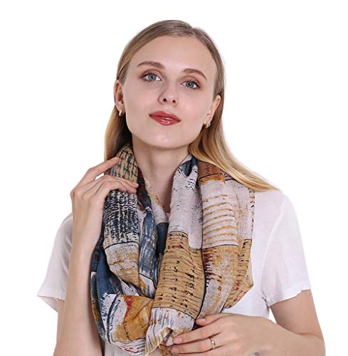 stylesilove Women Girls Color Block Abstract Print Infinity Loop Scarf Lightweight Autumn Wrap Neck Warmer