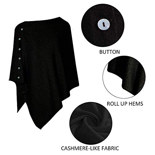 stylesilove Multi-Use Knit Nursing Shawl Poncho Adjustable Buttons for Breastfeeding Protection Nursing Cover Infinity Scarf