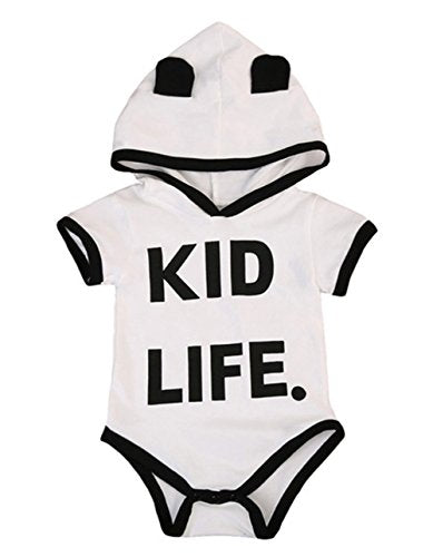 stylesilove Unisex Infant Toddler Baby Life Short Sleeve Cotton Hooded Romper