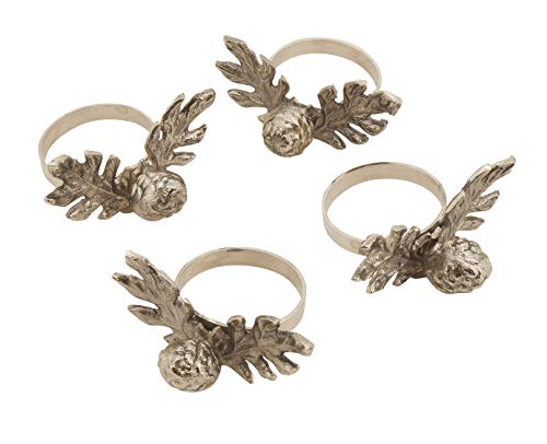 Fennco Styles Classic Brass Design Napkin Rings Holders - Set of 4