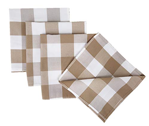 Fennco Styles Buffalo Check Design Cloth Napkins 18" W x 18" L, Set of 4 - Handmade in USA - Plaid Rustic Dinner Napkins for Everyday Use, Banquet, Holiday, Family Gathering and Special Occasion