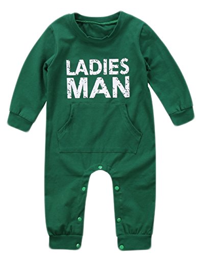 stylesilove Baby Toddler Boy Sweet Slogan Ladies Man Long Sleeve Cotton Romper