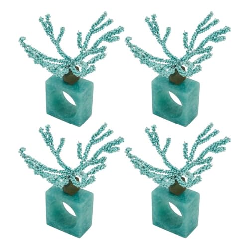 Fennco Styles Coral Beaded Resin Napkin Rings, Set of 4