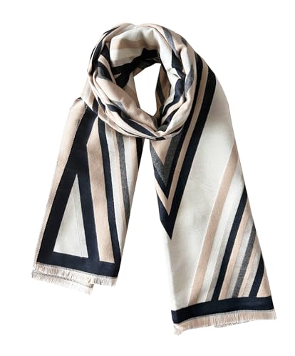 stylesilove Women Vivid Striped Cashmere Like Scarf Warm Ultra Soft Scarves Shawl Neck Wraps for All Season, 4 Colors