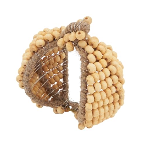 Fennco Styles Fall Beaded Pumpkin Shaped Napkin Rings, Set of 4 - Harvest Rustic Napkin Holders for Home, Dining Table, Banquet, Family Gathering, Thanksgiving and Special Events