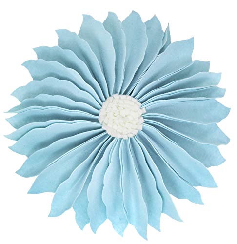 Fennco Styles Handmade Garden 3D Sunflower Decorative Throw Pillow Cover 13" Round - Lilac Floral Pillow Case for Couch, Living Room and Bedroom Décor