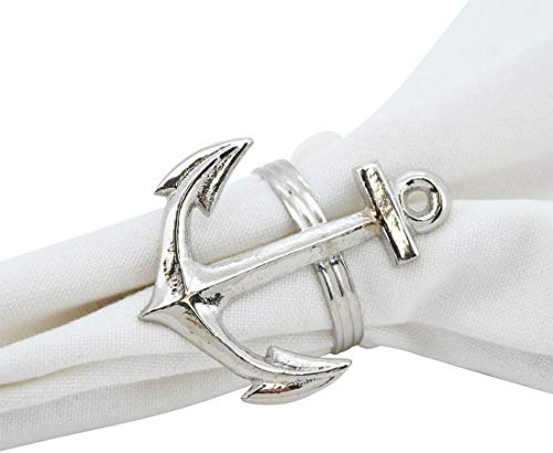 Fennco Styles Silver Brass Casual Napkin Rings, Set of 4 - Aluminium Napkin Holders for Home, Holiday Décor, Family Gathering and Special Events