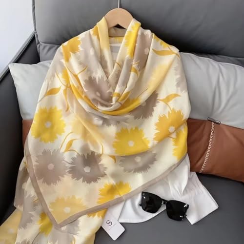 stylesilove Women Two-Tone Daisy Print Lightweight Scarf Lovely Flower Soft Shawl Scarves Neck Wraps for All Season, 5 Colors