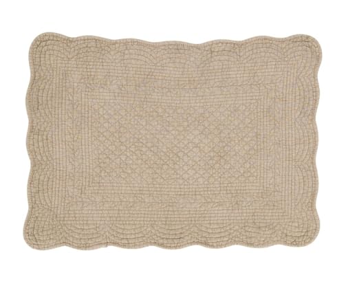 Fennco Styles Ivory Quilted Placemats 14" W X 20" L, Set of 4-100% Cotton Elegant Table Mats for Everyday Use, Dining Room Décor, Family Gatherings and Special Occasions
