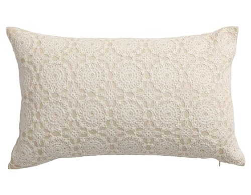 Fennco Styles Embroidered Lace Floral Decorative Throw Pillow Cover