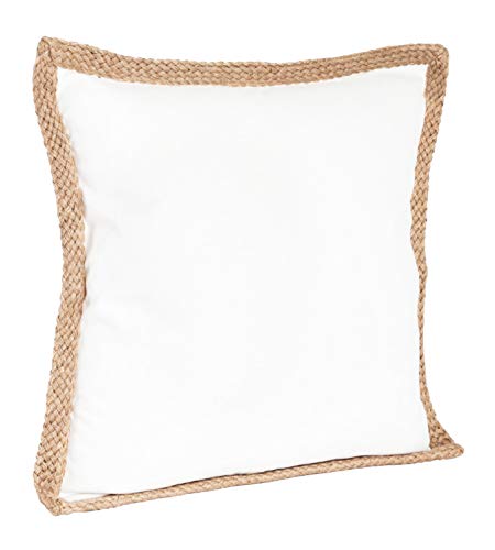 Fennco Styles 20" Jute Braided Cotton Throw Pillow, Down Filler Included - Accent Pillow for Home, Couch, Living Room, Bedroom and Office Décor