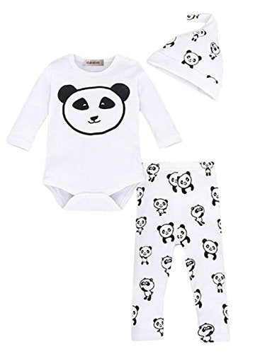 stylesilove Baby Cute Animal Print Cotton Overalls Romper, Pants and Hat 3-Piece