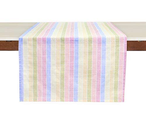 Fennco Styles Luscious Stitched Checkered Cotton Table Runner 16 x 90 Inch - Multicolor Table Linens for Everyday Use, Banquets, Wedding and Special Events