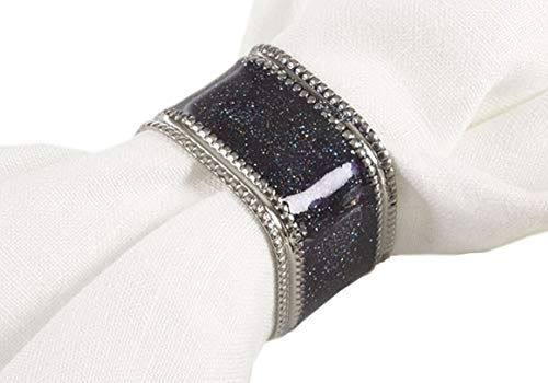 Fennco Styles Sparkling Square Design Napkin Rings, Set of 4 - Metal Napkin Holders for Home, Dining Room Decor, Banquets, Wedding and Special Occasions