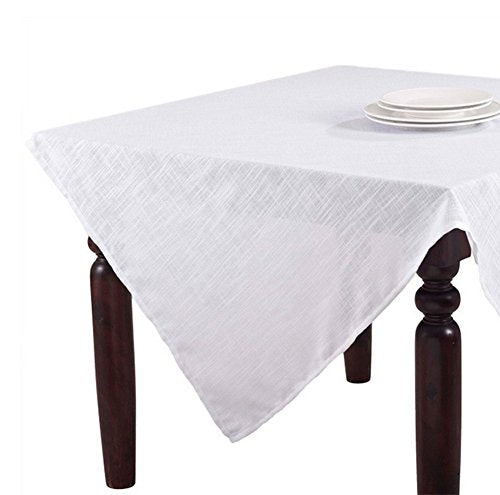 Fennco Styles Riley Classic Woven Square Tablecloth (84"x84", White)