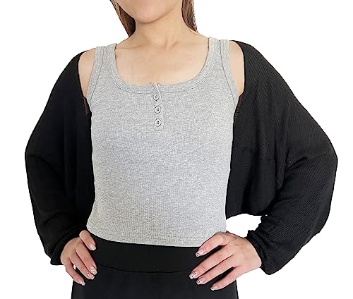 stylesilove Women Lightweight Ribbed Knit Bolero Shrug Long Sleeve Solid Cardigan Soft Sweater Open Front Cape Shawl