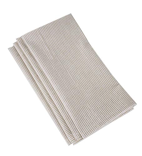 Fennco Styles Farmhouse Neutral Striped 100% Pure Cotton Tablecloth - Yellow Tablecloth for Everyday Use, Banquets, Family Gathering, Special Events and Home Décor