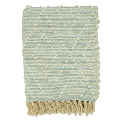 Fennco Styles Striped Collection Woven Throw Blanket 50" W x 60" L – Tassel Textured Blanket for Home, Couch, Bedroom, Living Room and Office Décor