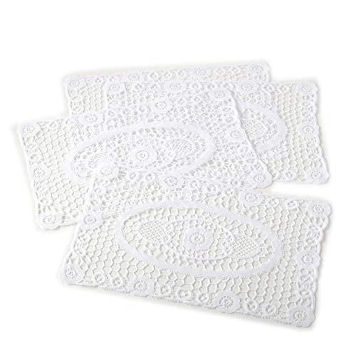 Fennco Styles Crochet Delicate Lace Oblong Traycloths Placemat - Set of 4
