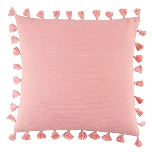 Fennco Styles Solid Tassel Cotton Decorative Throw Pillow 20" W x 20" L - Plain Cushion for Home, Couch, Living Room, Bedroom, Kids Room, Playroom, Bedroom and Office Décor
