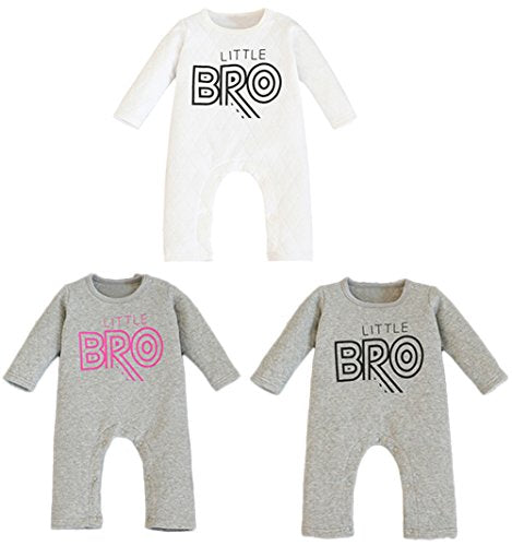 stylesilove Infant Toddler Baby Unisex Little Bro Print Thick Cotton Warm Long Sleeve Baby Romper