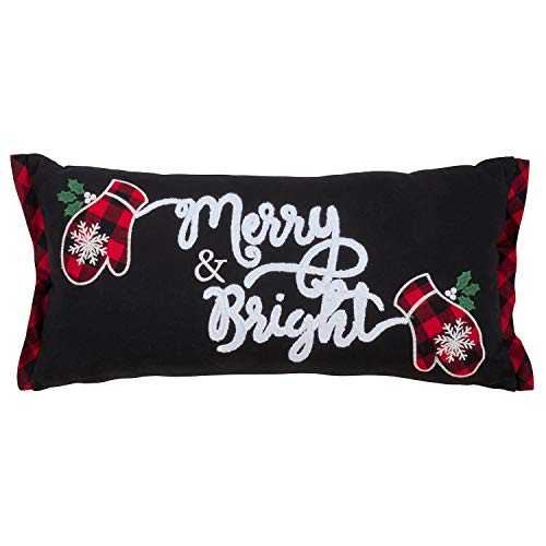Fennco Styles Tableau Noir Collection Farmhouse Typography Stitched Pillow and Case – Black Deorcative Pillow and Case for Couch, Living Room and Holiday Décor