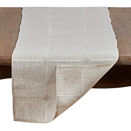 Fennco Styles Beautiful Embroidered Check Pattern Decorative Tablecloth