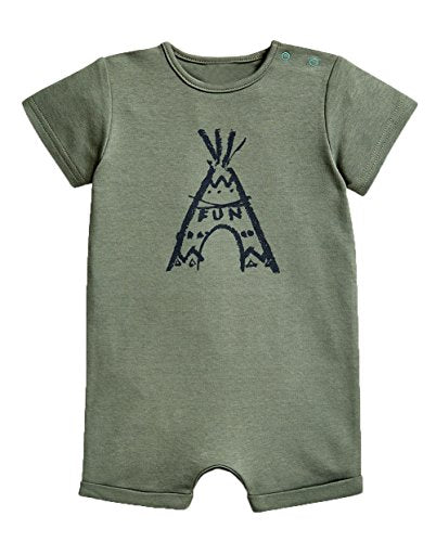 stylesilove Baby Boy Cute Graphic Print Short-Sleeve Cotton Romper Onesie