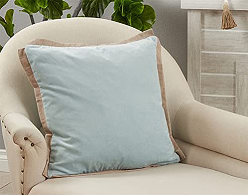 Fennco Styles Classic Cotton Velvet Flange Decorative Throw Pillow 20" W x 20" L - Woven Cushion for Home, Couch, Bedroom and Office Décor