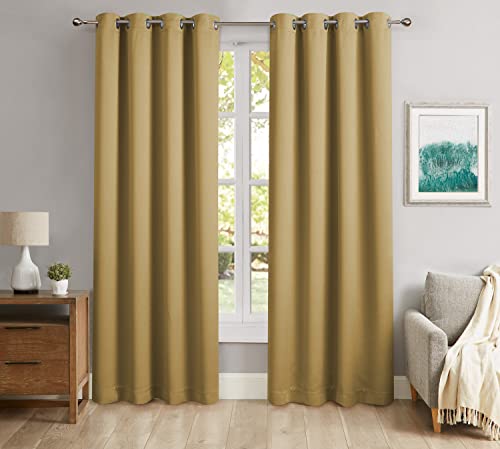 Fennco Styles Grommet Top Blackout Window Curtains 2 Panels Set for Bedroom, Living Room, Patio Door Backing Sliding Glass Door Drape