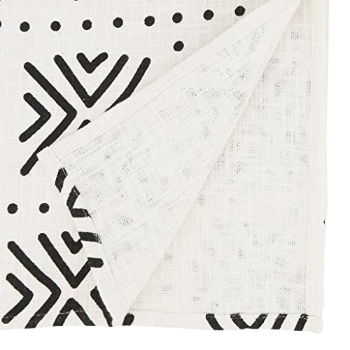 Fennco Styles Arrow Mud Cloth Design Cotton Table Runner 16" W x 72" L - Black Tribal Printed Table Cover for Home Décor, Everyday Use, Banquets and Special Occasion