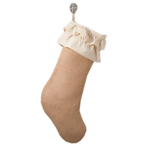 Fennco Styles Sidonia Cotton and Jute Ruffled Holiday Decor Christmas Tree Skirt, One Piece
