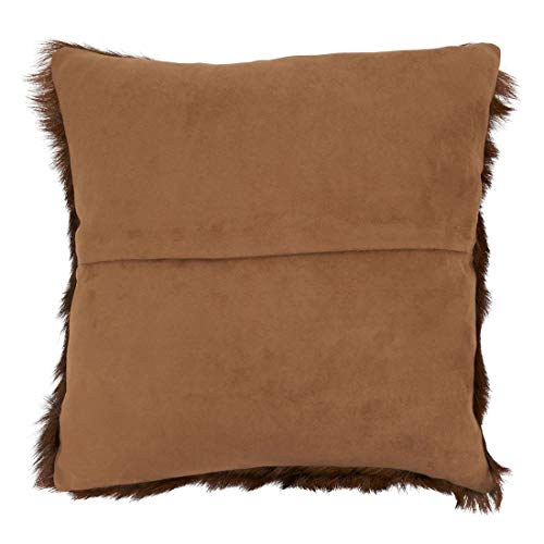 Fennco Styles Glam Goat Fur Decorative Throw Pillow - Brown Accent Throw Pillow for Couch, Bedroom and Living Room Décor