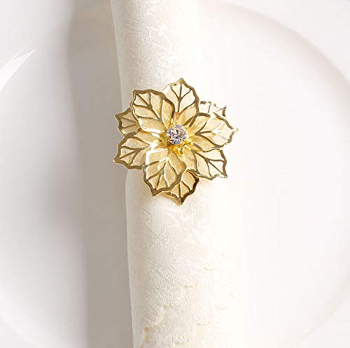 Fennco Styles Rhinestone Crystal Flower Napkin Rings Wedding Holiday Table Decoration - Set of 4
