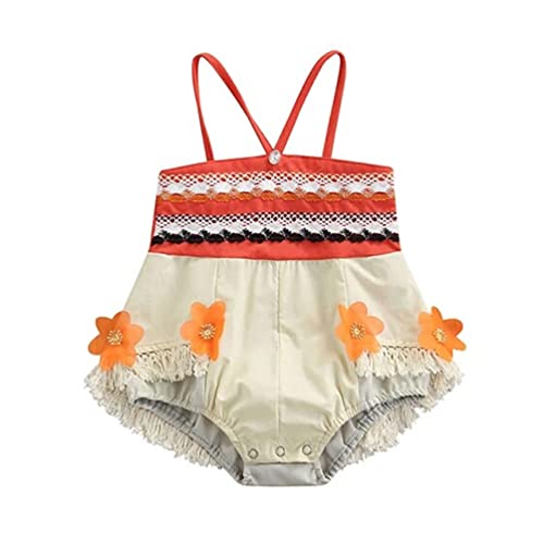 stylesilove Infant Baby Girls Lace Fringe Princess Adventure Romper Multicolor Sleeveless Flower Sunsuit Spring Summer Outfit