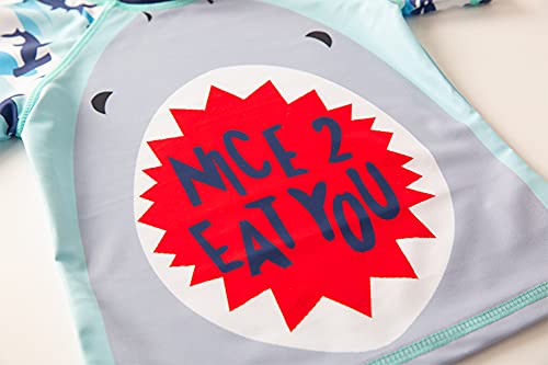 Styles I Love Kid Boys Shark Printed Short Sleeve Rash Guard Set and Sun Hat 3pcs Multicolored Swimsuit Beach Bathing Suit