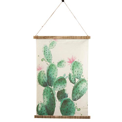 Fennco Styles Cactus Canvas Wall Hanging Art 100% Pure Linen Home Décor Wall Art for Apartments Restaurants Offices Living Room Bedroom Decorations, 19" W x 28" L