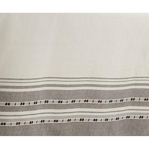 Fennco Styles Neutral Cotton Tablecloth with Plaid Border Design - Grey Border Table Cover for Home Décor, Dining Table, Banquets and Special Occasion