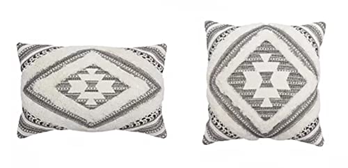 Fennco Styles Southwest Diamond Tufted Boho Decorative Throw Pillow Cover 20" W x 20" L - Black Block Print Woven Square Cushion Case for Home, Couch, Living Room, Bedroom, Office and Holiday Décor
