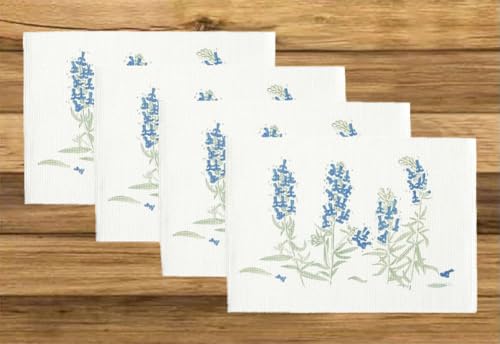 Fennco Styles Botanical Floral Print Cotton Blend Woven Table Placemats 13" W x 19" L, Set of 4 - Flower Design Table Mats for Home Décor, Dining Table, Banquet, Holiday and Family Gathering