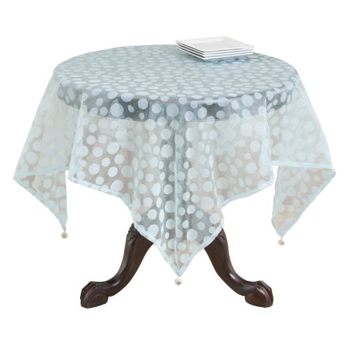 Fennco Styles Flocked Dot Design Organza Table Linens 9 Colors - 54 x 54 Inch Tablecloth for Wedding, Home Décor, Formal Banquets and Special Events