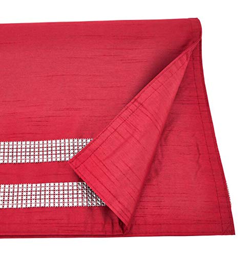 Fennco Styles Brillant Collection Tasseled Studded Border 16 x 72 Inch Table Runner – Red Table Cover for Christmas, Banquets, Special Events, Home Décor
