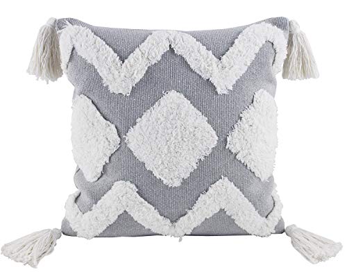Fennco Styles Woven Applique Indoor Throw Pillow - Square 17 x 17 Inch Decorative Throw Pillow - Cozy Accent Pillow for Couch, Bedroom and Living Room Décor