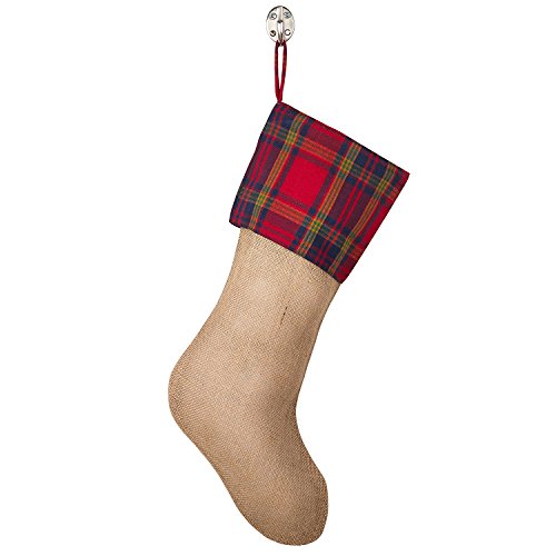Fennco Styles Glendora Collection Classic Plaid Design Ruffle Design Jute Christmas Tree Skirt