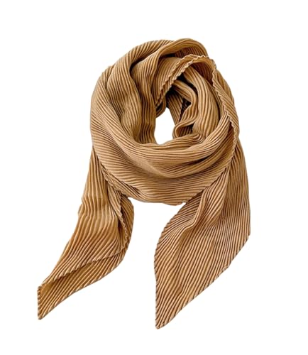 stylesilove Women Crinkle Pleated Square Scarf Solid Color Neckerchief Soft Bandana Small Shawl Neck Wraps for All Season