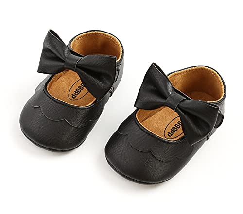 Styles I Love Infant Baby Girls Soft Leather Big Bow Mary Jane Shoes Anti-Slip Rubber Sole Crib Shoes
